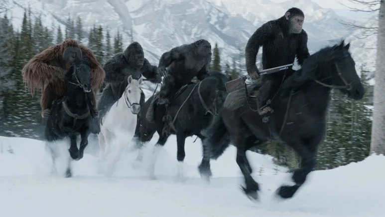 Till häst. Ceasar och hans vänner på ridtur i det vintriga landskapet.