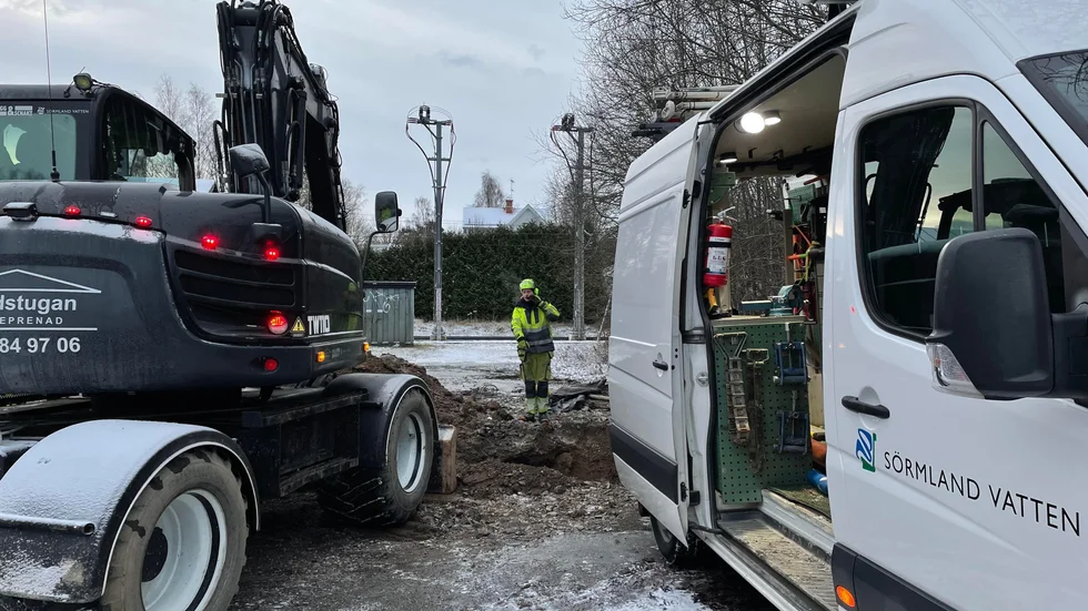 Bild tagen från arbetet med läckan.