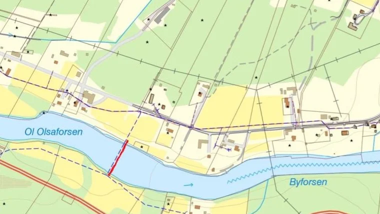 Här är platsen för ledningen, och kommunen har vädjat till skoteråkare att välja andra vägar. 