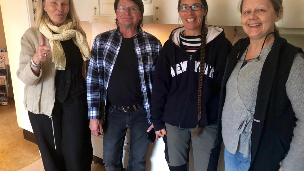 Adakborna Jari Reconius och Käbi Nordberg flankerade av Anna-Karin Horney, Malå kommun, och Anette Edin-Liljegren, Glesbygdsmedicinskt Centrum.