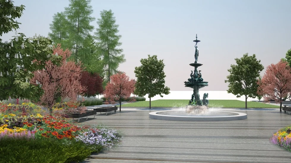 Nya stadsparken i Skellefteå. Upphovsmannen är landskapsartikitekt Ulf Nordfjell, Ramböll Sverige AB.