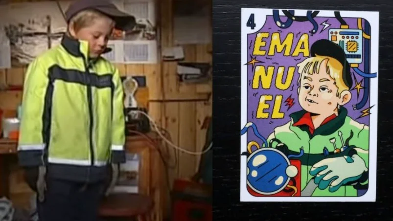 Emanuel Kunosson från Grundfors blir samlarkort.