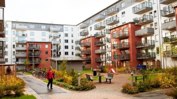 Nybyggda bostadshus i Industristaden.