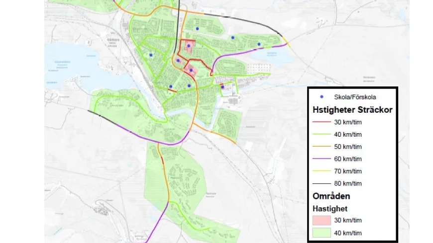 Här är hastighetsplanen för centrala Gällivare.
