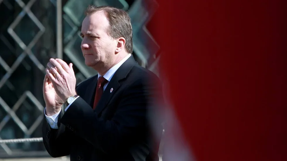 Statsminister. Stefan Löfven (S) på Götaplatsen i Göteborg under 1 maj-firandet.
