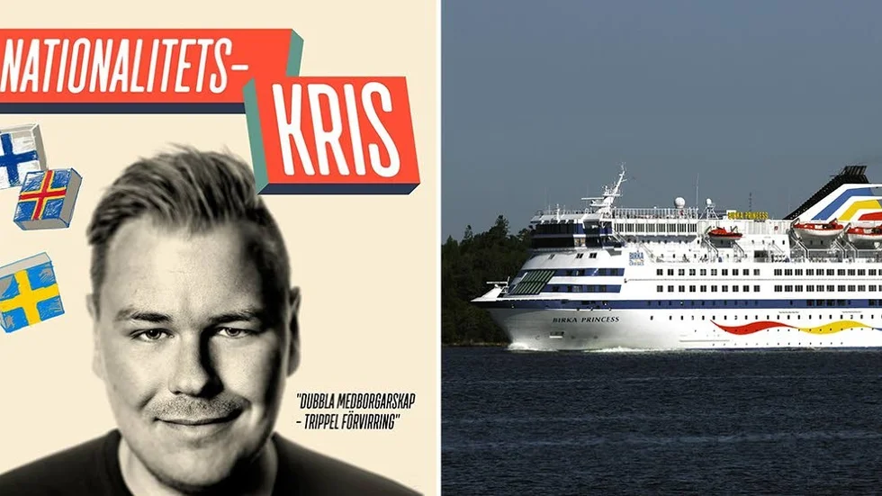 Stand up- aktuella Joacim Björkvall undrar om han hör hemma på en Ålandsbåt.