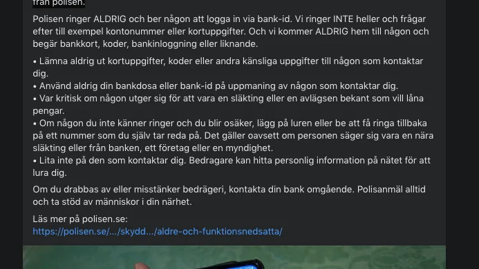 Det här inlägget har Skelleftepolisen gjort på sin facebooksida.