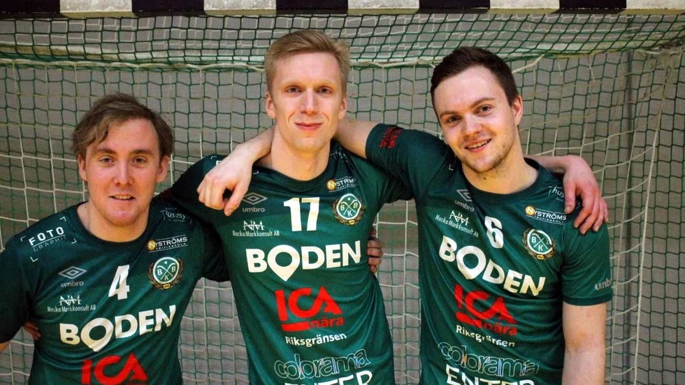 Lyckosamma kantspelar i BBK. Från vänster Samuel Sandsten, Joel Törnblom-Johansson och Albin Nilsson.
