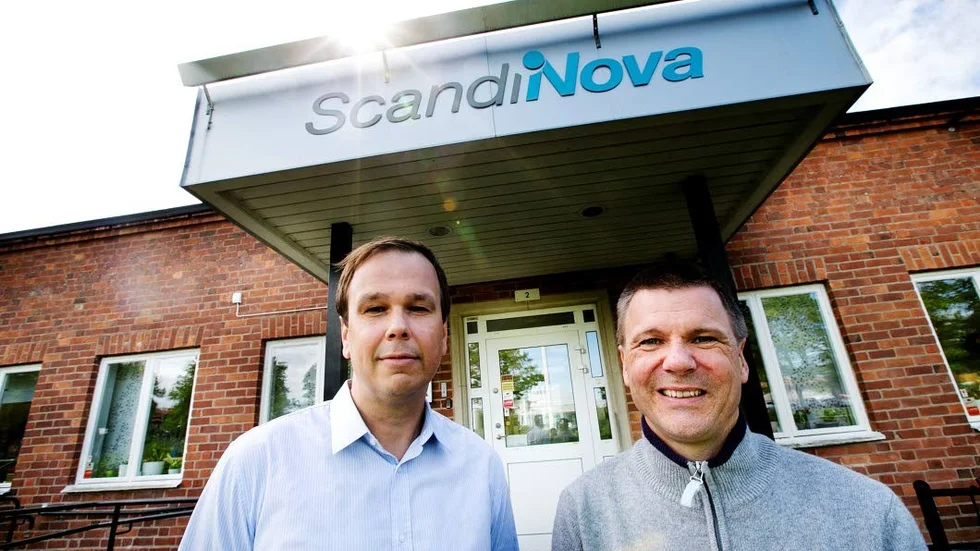 Scandinovas vd Fredrik Mella och företagets grundare Mikael Lindholm