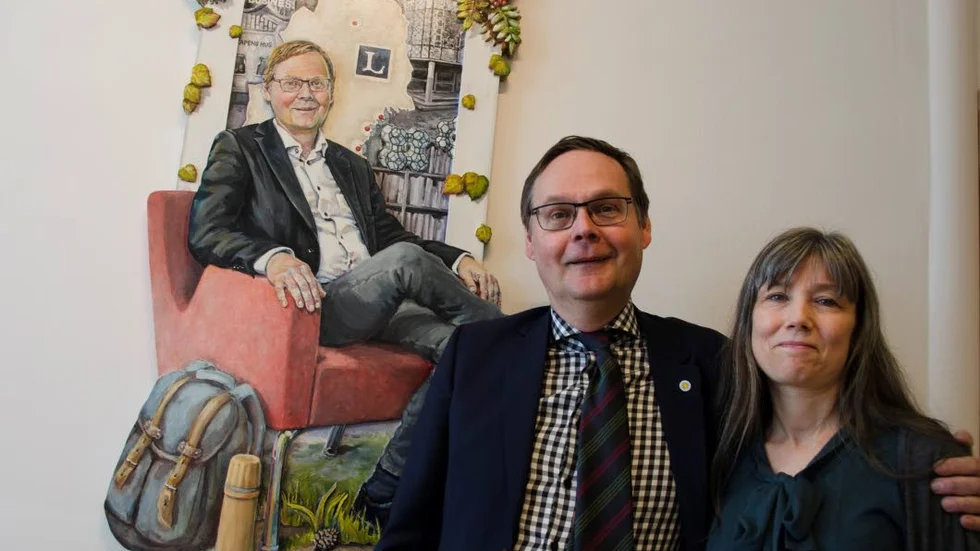 Förra rektorn. Johan Sterte, som porträtterats av konstnären Kristina Nilsdotter.
