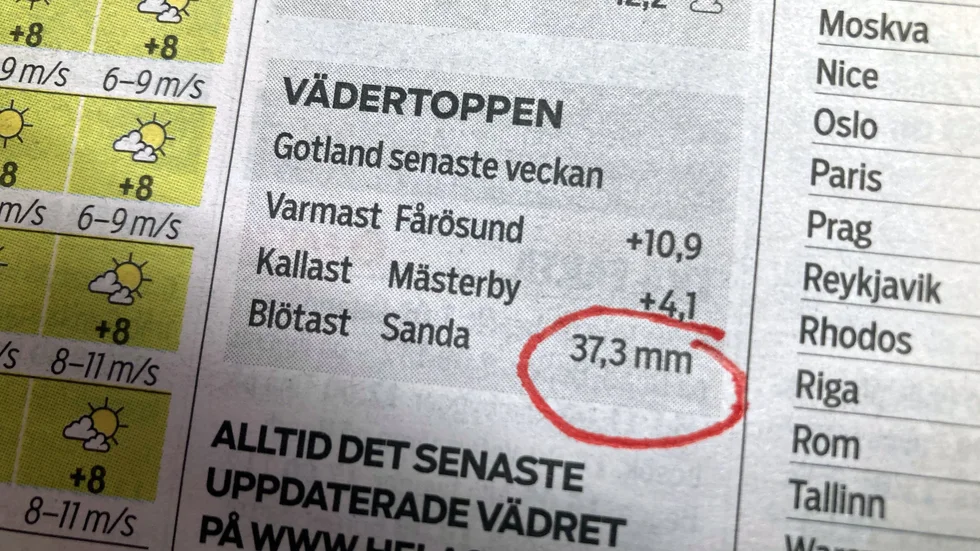 Ett fel hos SMHI har gjort att fel siffror hamnat på GT och GA:s vädersidor.