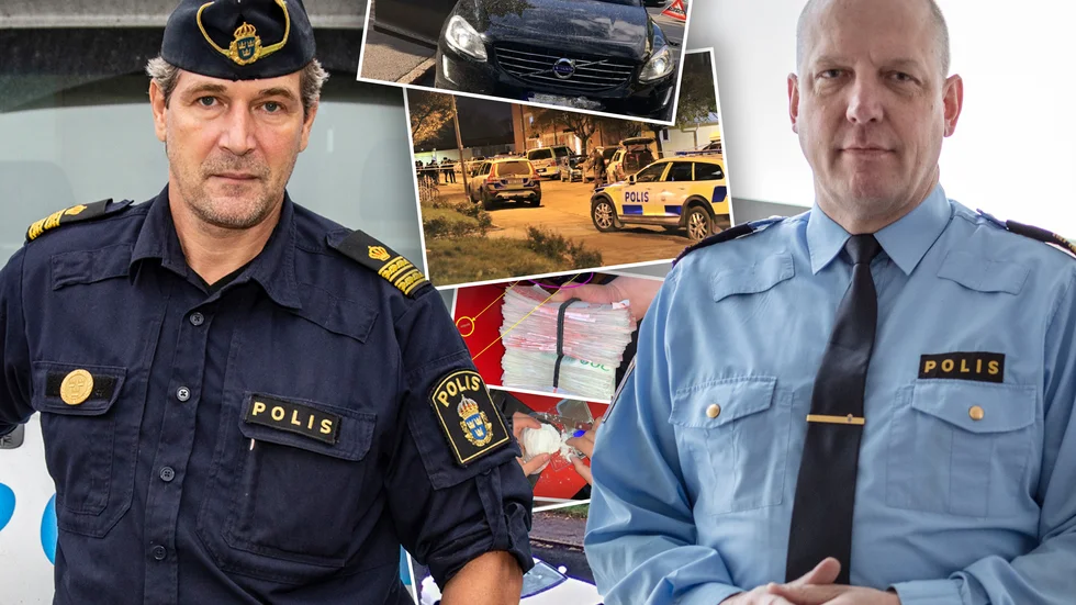 Daniel Larsson, kommissarie vid Uppsalapolisen, och presstalesperson Jonas Eronen.