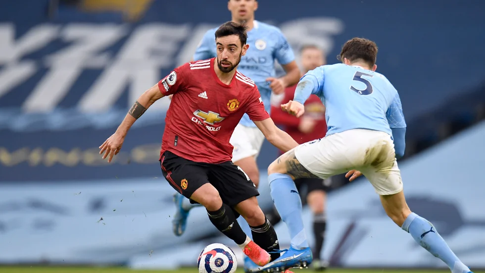 Bruno Fernandes under segermatchen mot Manchester City.