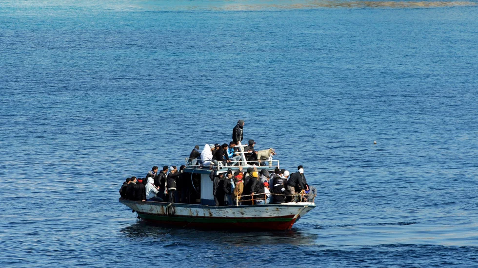 En migrantbåt i Medelhavet. Bilden är från ett annat tillfälle. Arkivbild.