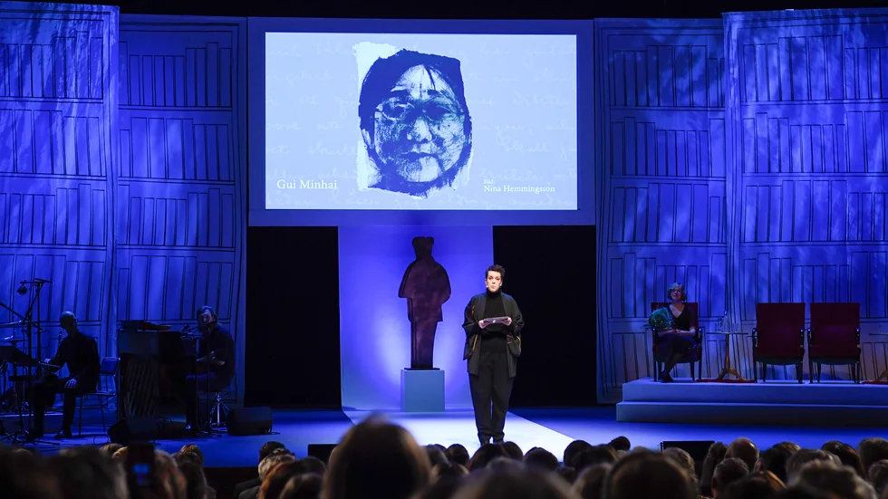 FÄNGSLAD. Vid Augustgalan 2019 uupmärksammades den fängslade demokratiförespråkare och bokhandlaren Gui Minhai. 