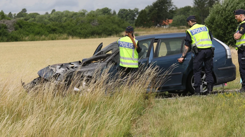 Polisen kallades till olycksplatsen.
