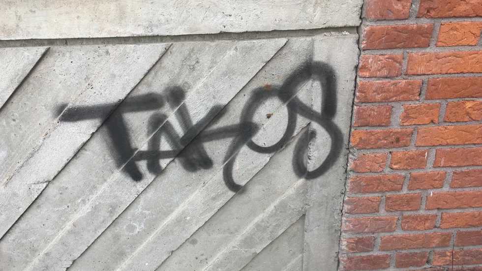 Det här är en del klotter som upptäcktes på Bodenbos fastigheter.