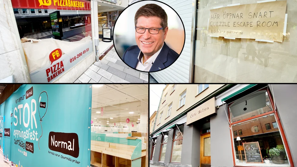 Flera nya aktörer öppnar i Eskilstuna centrum, trots den rådande coronapandemin. Det är Café Selma, Quezzle escape room, Normal och Pizzabakaren som alla öppnar under februari. På bild även Lennart Berg, vice vd Mälarstaden AB.