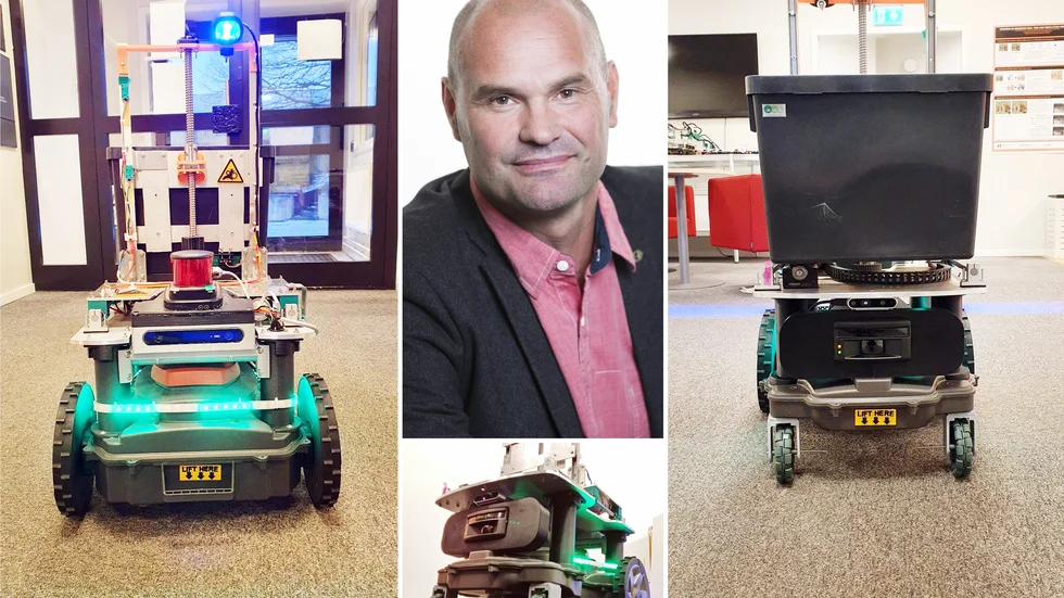 "Vi bygger en flotta med små robotar som kan åka runt i bostadsområden och hämta mindre tunnor på 20-25 liter", säger Mikael Ekström, professor i robotik på Mälardalens högskola.