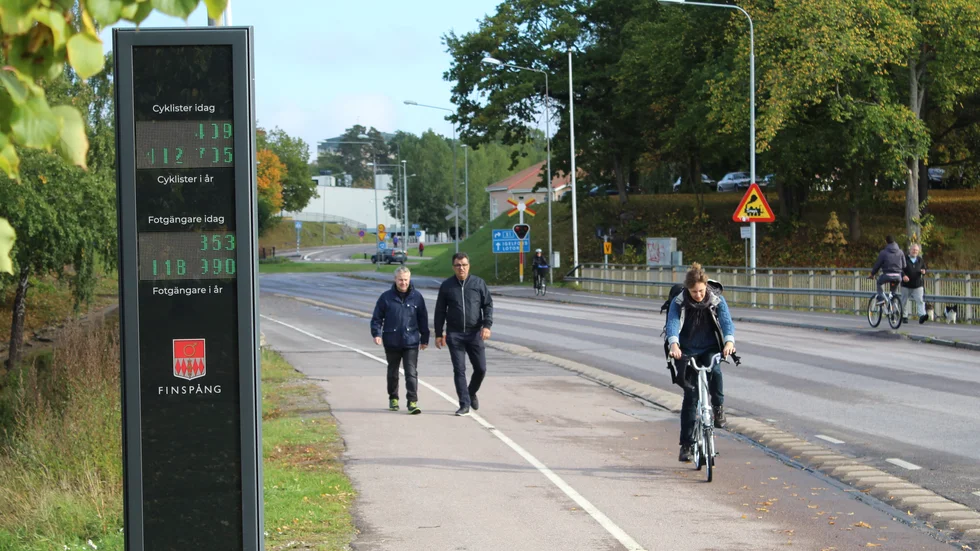 På Bergslagsbron registreras antalet cyklister och gående.