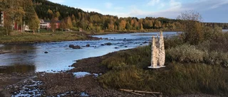 Konstverk på plats vid Storforsen