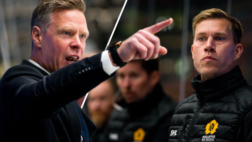 Nicklas Rahm, HV71, och Andreas Falk, Skellefteå AIK.