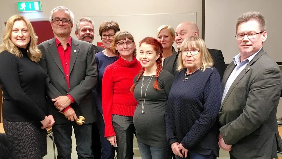 Delar av de valbara kandidaterna på S-listan: Nermina Mizimovic, Tomas Söreling, Konny Bogren, Lena Hasting, Lizette Wästerlund, Joline Åkesson, Mikael Lång, Silva Andersson och Jonny Bengtsson. Foto: Privat