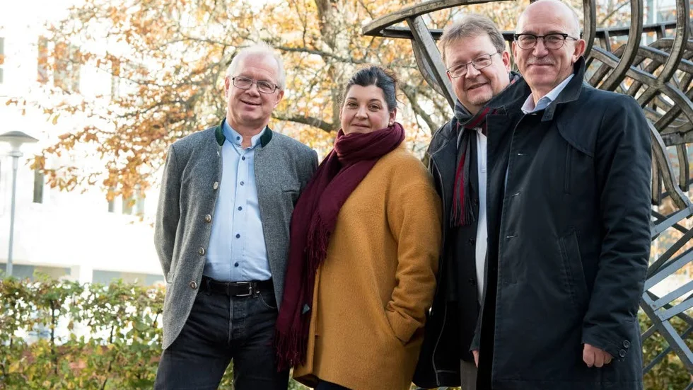 Länsunionen presenterade budget för Region Kalmar län. Från Vänster: Christer Jonsson (C), Angelica Katsanidou (S), Pierre Edström (L) och Anders Henriksson (S).