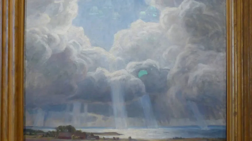 Hemma. Prins Eugens målning ”Solglitter över Vättern” (1931) är nu äntligen återförd till sin hemvist i Motala.