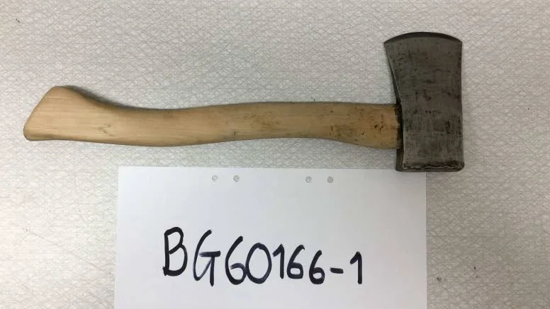 Beväpnad. Den 22-årige mannen gick omkring med denna yxa.