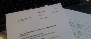 Dyrare att begära ut allmänna handlingar