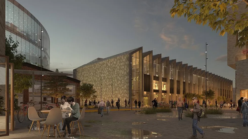 Kvarteret Verkstan ska innehålla tre kontorshus, en träningsanläggning och ett expohus.