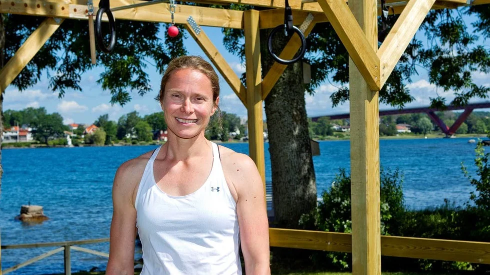Träningsmiljö. Den egna riggen hemma på tomten är en del av förklraringen till att Malin numera är EM-silvermedaljör.