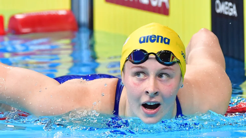 Sophie Hansson under VM i Abu Dhabi i december förra året. Arkivbild.