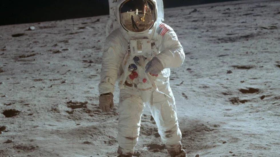 Astronauten Buzz Aldrin, på månen 20 juli 1969. Fotograferad av astronauten Neil Armstrong.
