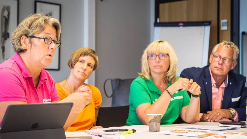 Anna Hrdlicka (då M nu L), Sara Lidqvist (KD), Eva Nypelius (C) och Johan Thomasson (Då L nu M) företrädde 2018 allianspartierna.
