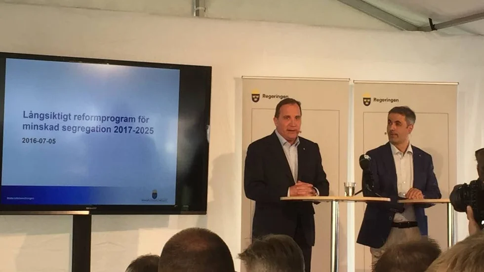 Statsminister Stefan Löfven (S) och Samordnings- och energiminister Ibrahim Baylan (S). Presentation av reform för att skydda den Svenska modellen.