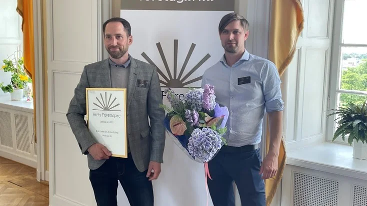 Anton Edling och Emil Linde från Medicago fick utmärkelsen Årets Företagare .