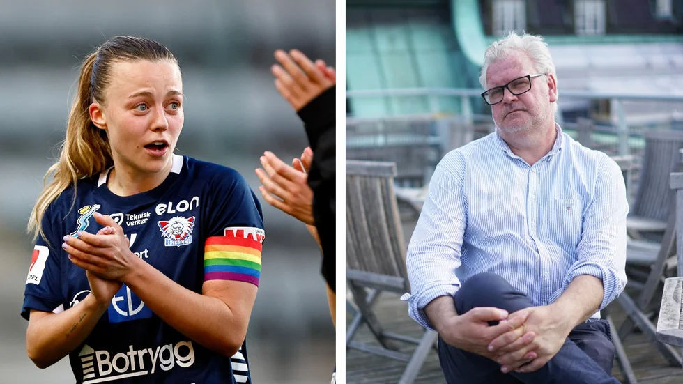 LFC-ordföranden Paul Lindvall öppnar för att satsa även på herrsidan. Till vänster lagkaptenen Olga Ahtinen.