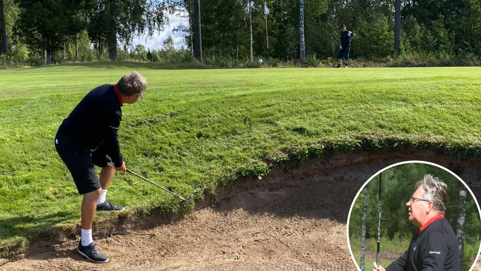 Håkan "HC" Karlsson hamnade i en del trubbel under sin runda, men löste det här bunkerslaget snyggt.