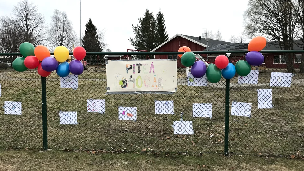 Myrans förskola pyntades med ballonger och teckningar.