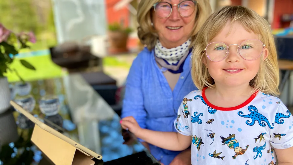 Karin Larborg jobbar hemifrån och kämpar ibland med internetuppkopplingen – särskilt när alla barnbarnen är på besök och använder sina mobiler eller "paddor". På bilden barnbarnet Sofia, 5. 