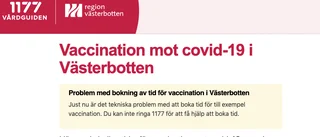 Fortsatta problem med vaccinbokning i Västerbotten