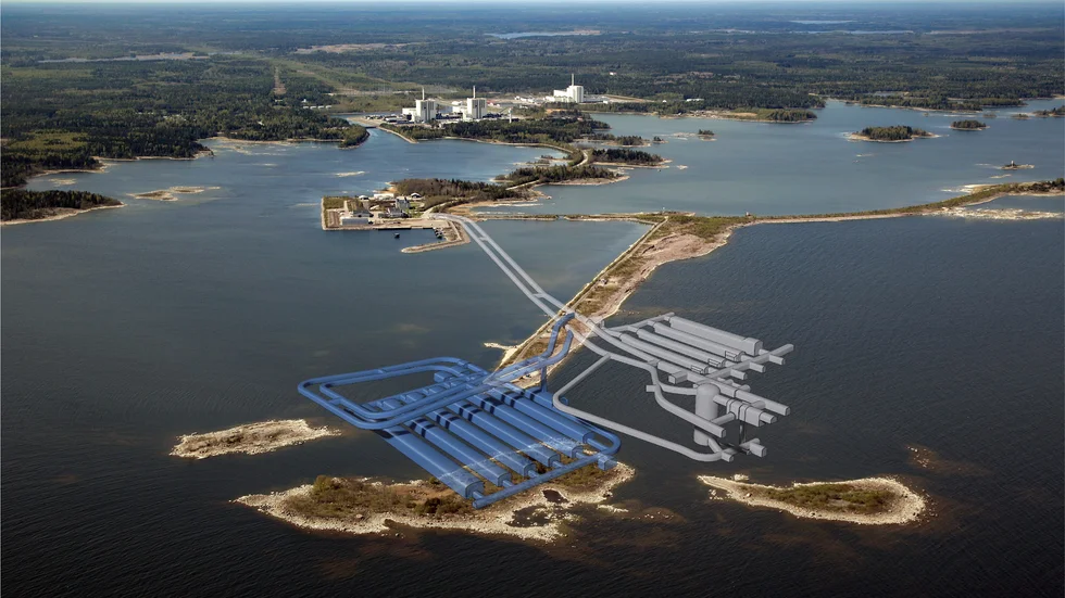 SFR, slutförvaret av kortlivat låg- och mellanaktivt avfall ska byggas ut. Den blå delen är utbyggnaden. När allt är klart rymmer förvaret 180.000 kubikmeter avfall.