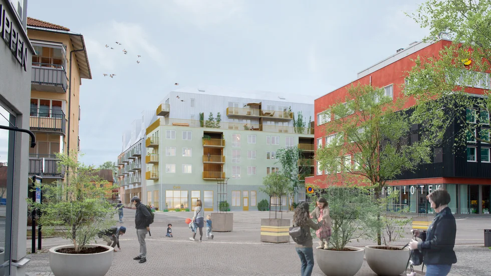 Visionsbild för det nya bostadsområdet i Knivsta. 