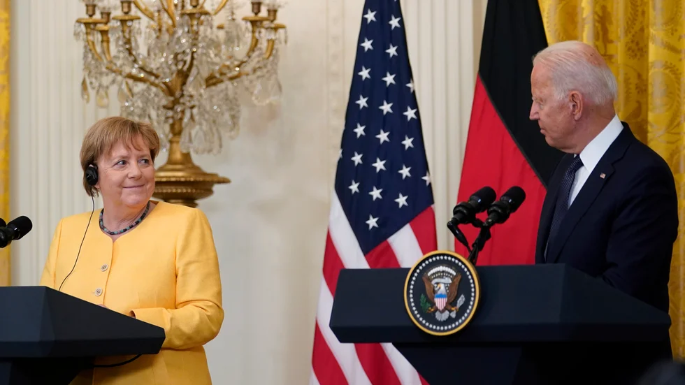 En gemensam pressträff hölls efter Angela Merkels och Joe Bidens möte.
