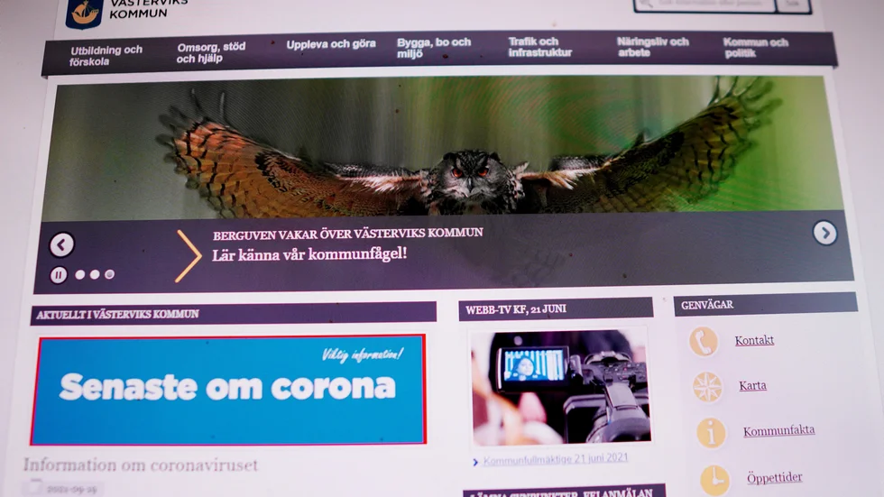 Kommunens hemsida låg nere under en och en halv timme på tisdagen.