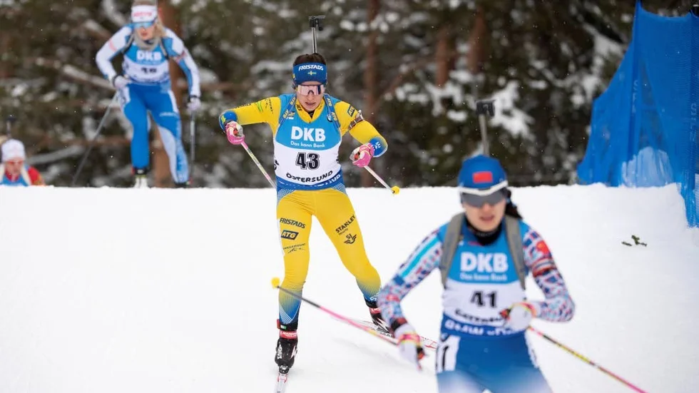 Anna Magnusson, Piteå skidskytte, klättrade 32 placeringar i jaktstarten.