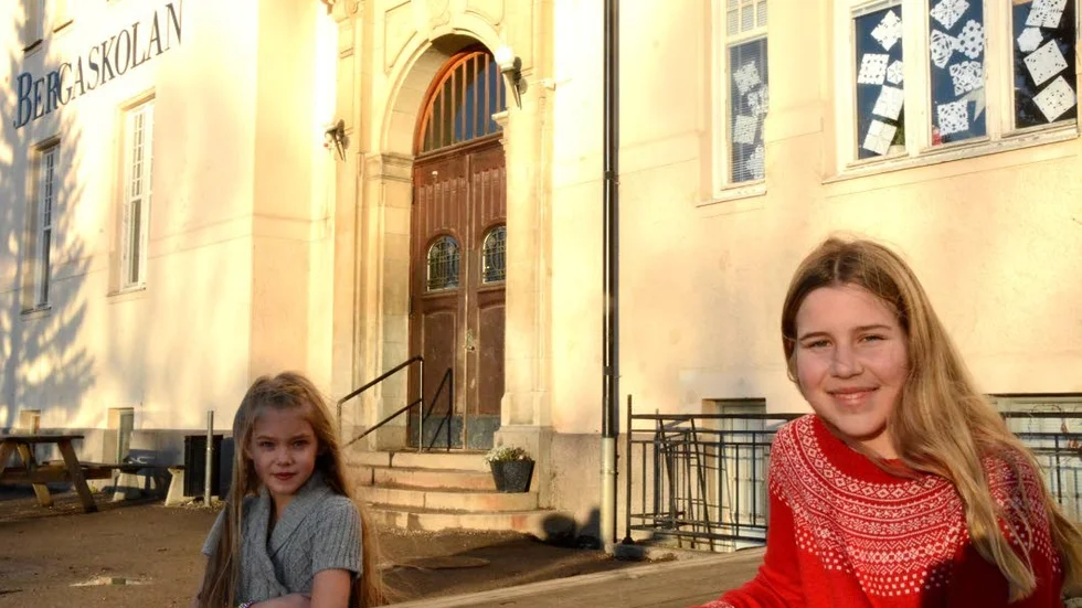 Sista dagen. Evelyn i klass 1 N samt Matilda i 6 P har trivts i Berga men är samtidigt glada att flytta tillbaks till Skönberga-skolan.