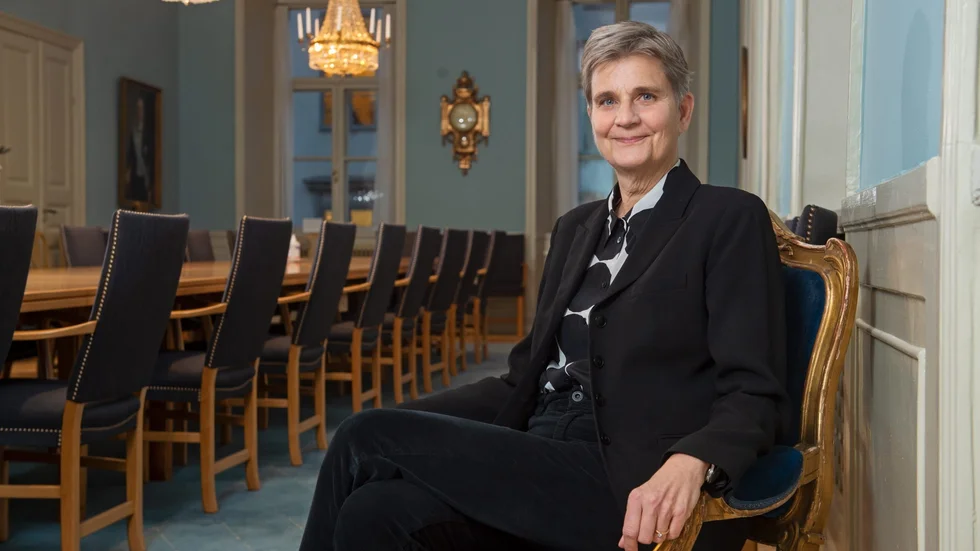 Helena Jäderblom, justitieråd och ordförande för Högsta förvaltningsdomstolen, tilldelas franska Hederslegionen. Pressbild.